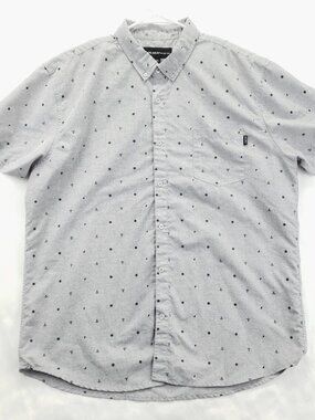 Molokai Shirt Mens 2XL Gray Cotton Nautical Anchor Short Sleeve Button-Down